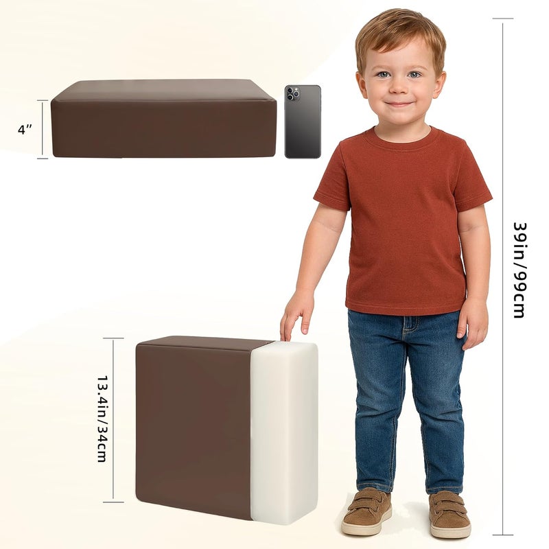 Eiury Toddler Booster Seat Dining Table Kitchen Chair, Waterproof Anti-Scratch PU Cushion, Non-Slip Bottom, Adjustable Buckle Straps, Easy Clean Portable Seat Cushion (Dark Brown) - Image 5